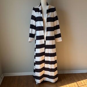 FHQ Collection | Black and White Striped Long Duster Coat